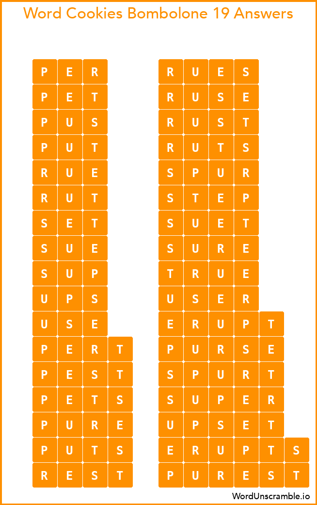 Word Cookies Bombolone 19 Answers