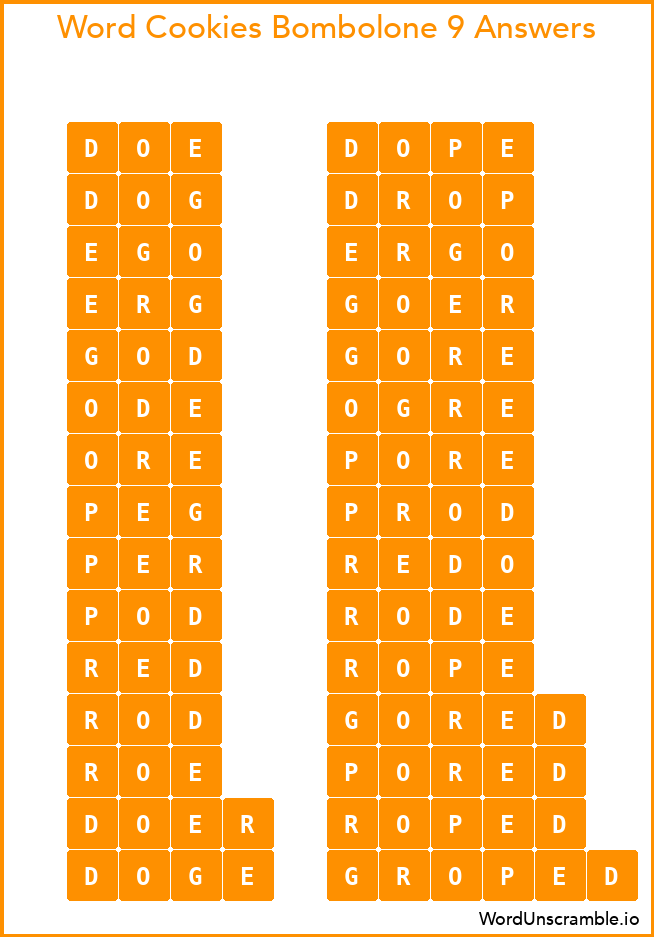 Word Cookies Bombolone 9 Answers
