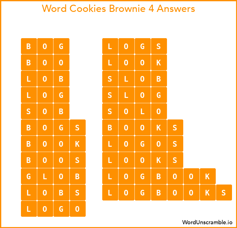 Word Cookies Brownie 4 Answers