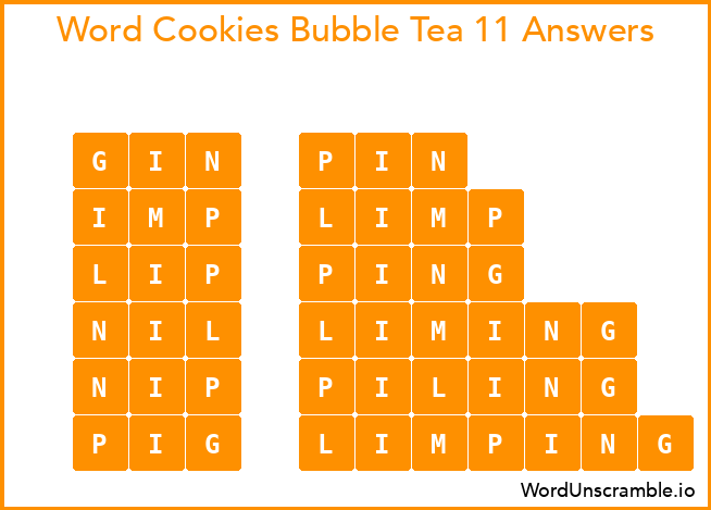 Word Cookies Bubble Tea 11 Answers