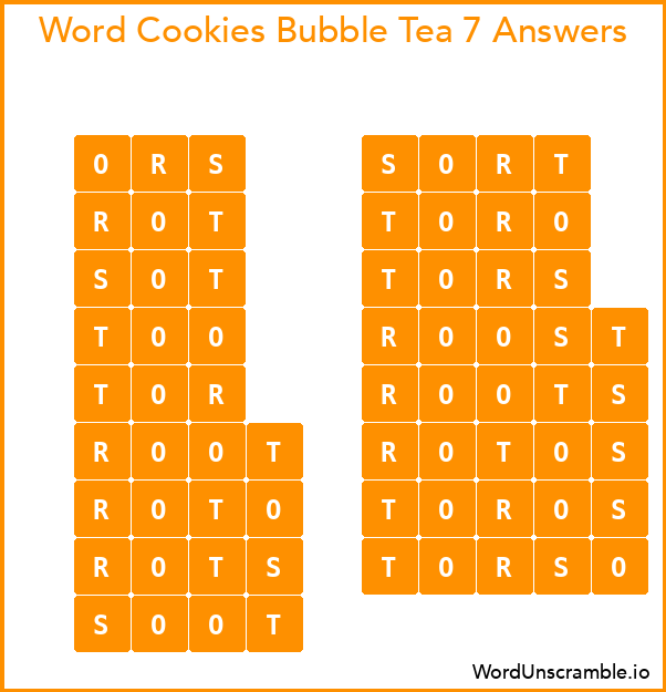 Word Cookies Bubble Tea 7 Answers