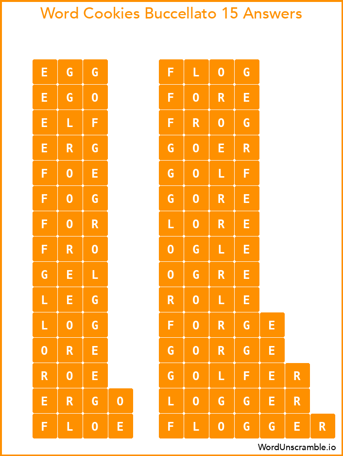Word Cookies Buccellato 15 Answers