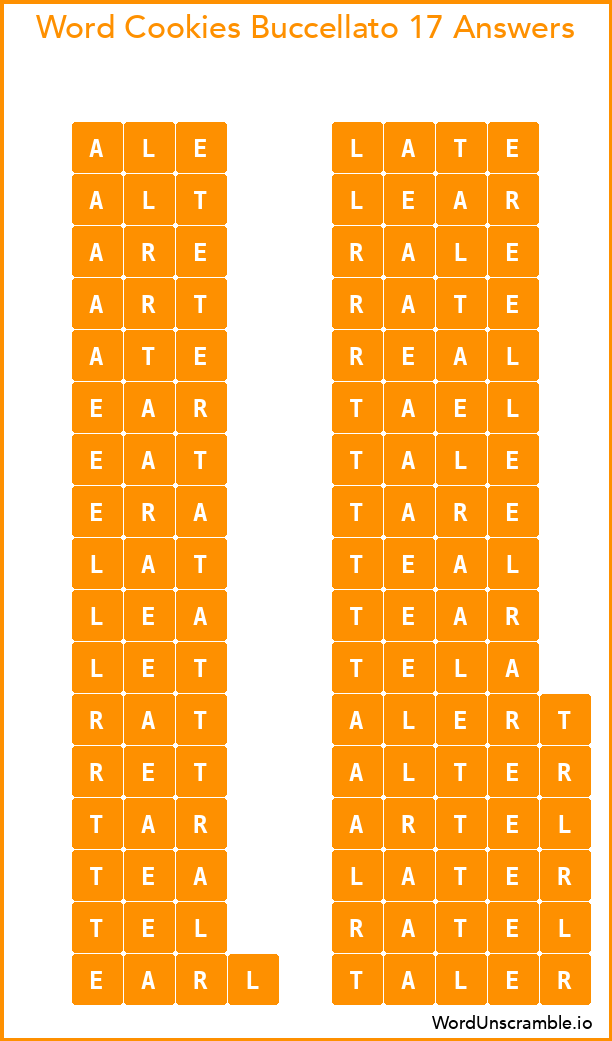 Word Cookies Buccellato 17 Answers
