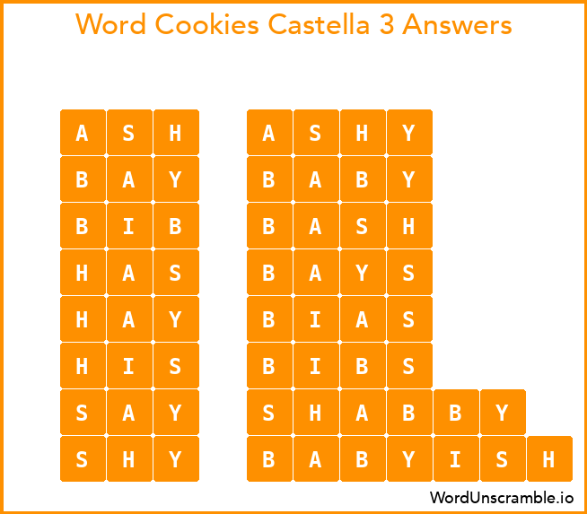 Word Cookies Castella 3 Answers