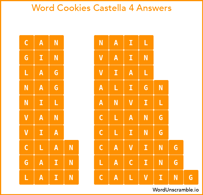 Word Cookies Castella 4 Answers