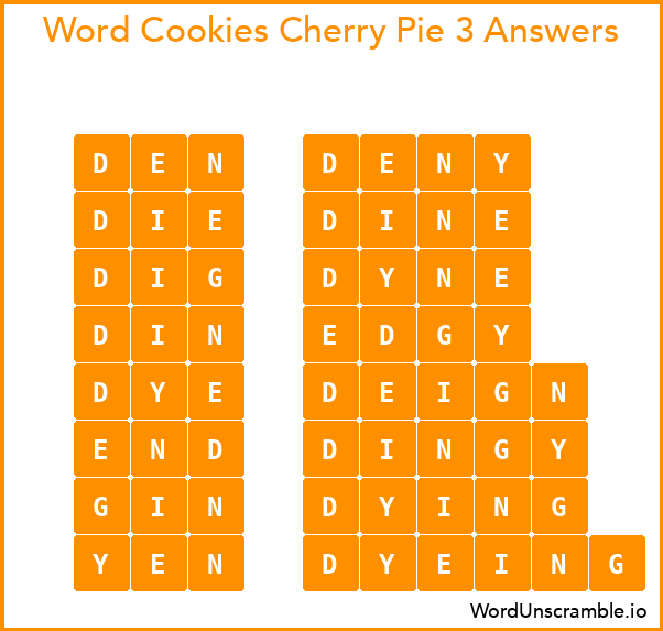 Word Cookies Cherry Pie 3 Answers
