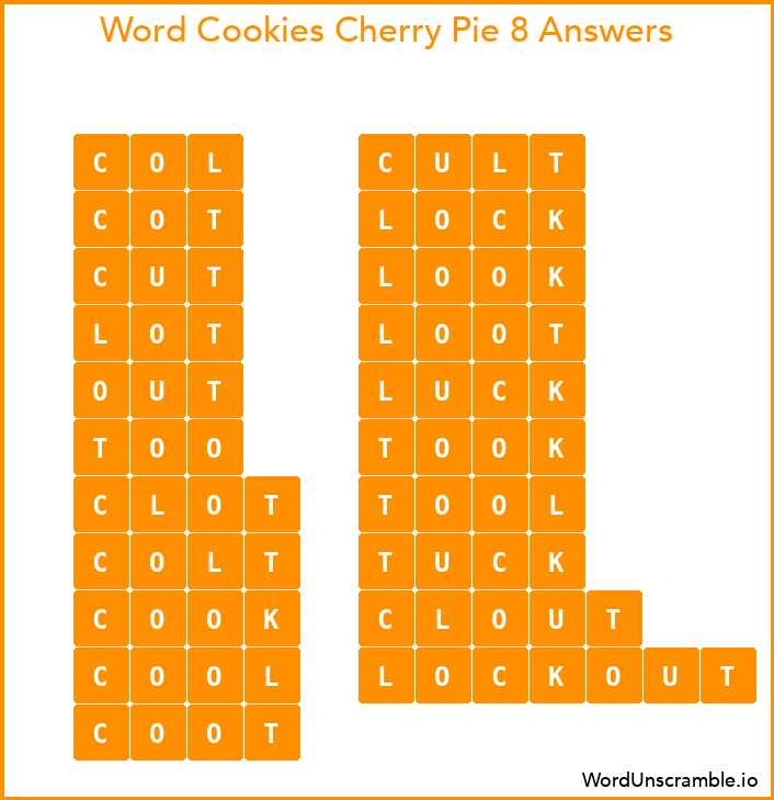 Word Cookies Cherry Pie 8 Answers