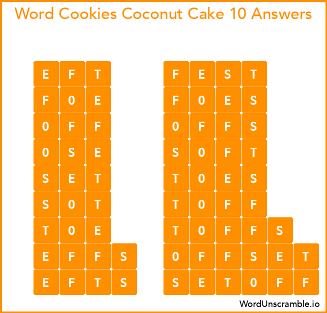 Word Cookies Coconut Cake 10 Answers