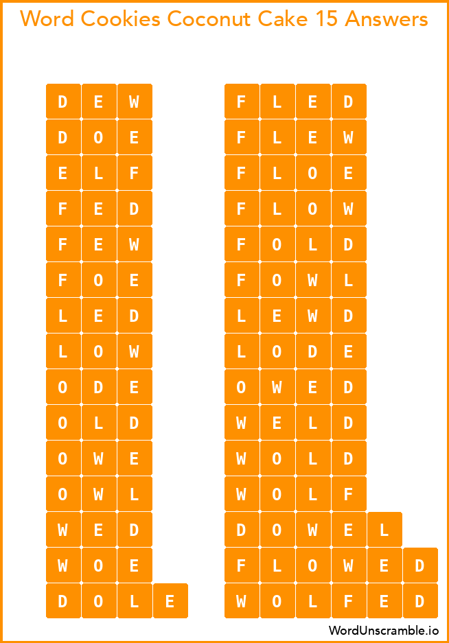 Word Cookies Coconut Cake 15 Answers