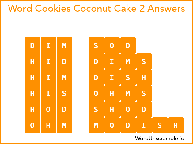 Word Cookies Coconut Cake 2 Answers