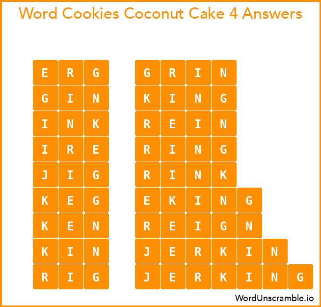 Word Cookies Coconut Cake 4 Answers