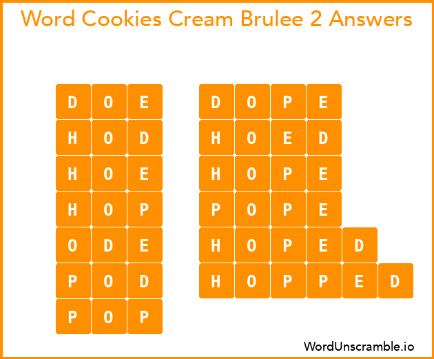 Word Cookies Cream Brulee 2 Answers