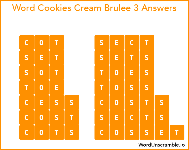 Word Cookies Cream Brulee 3 Answers