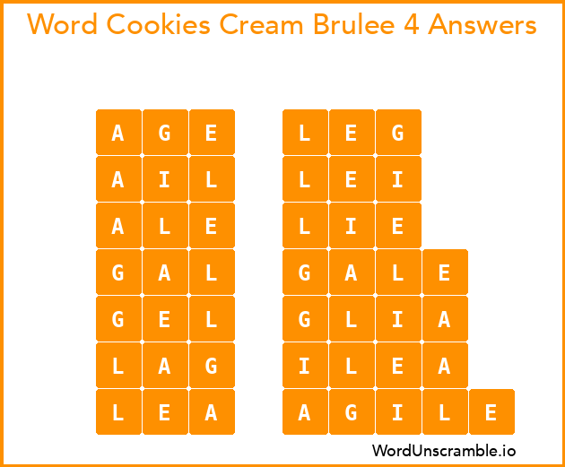 Word Cookies Cream Brulee 4 Answers