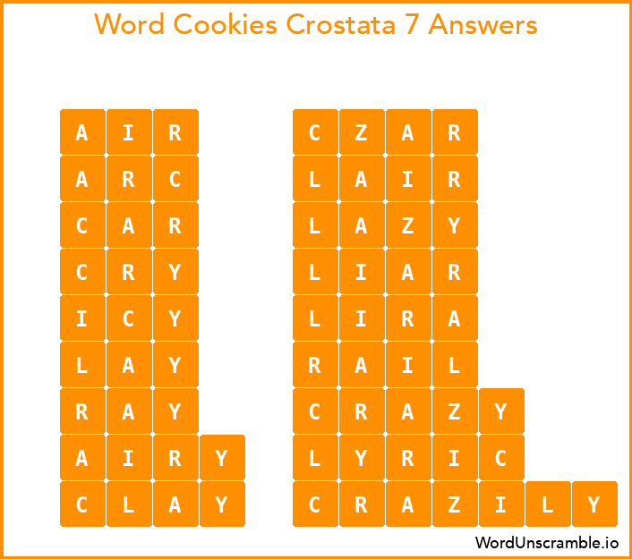 Word Cookies Crostata 7 Answers