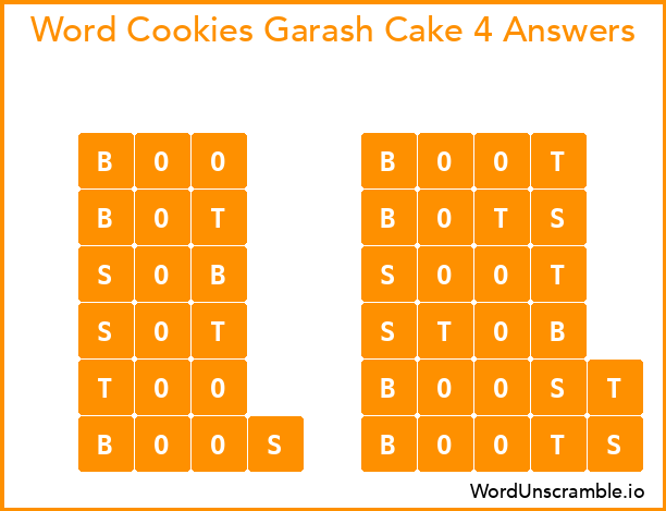 Word Cookies Garash Cake 4 Answers