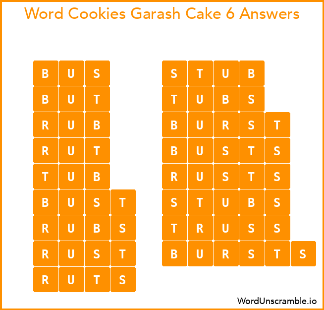 Word Cookies Garash Cake 6 Answers