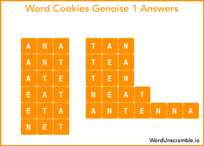 Word Cookies Genoise 1 Answers