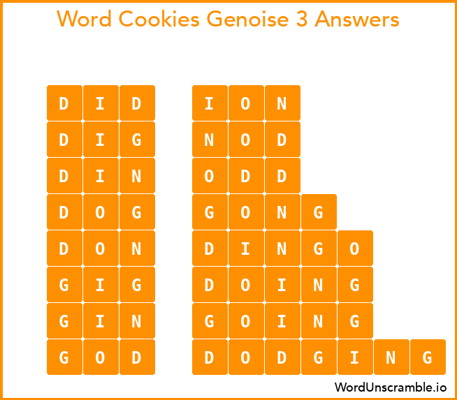 Word Cookies Genoise 3 Answers