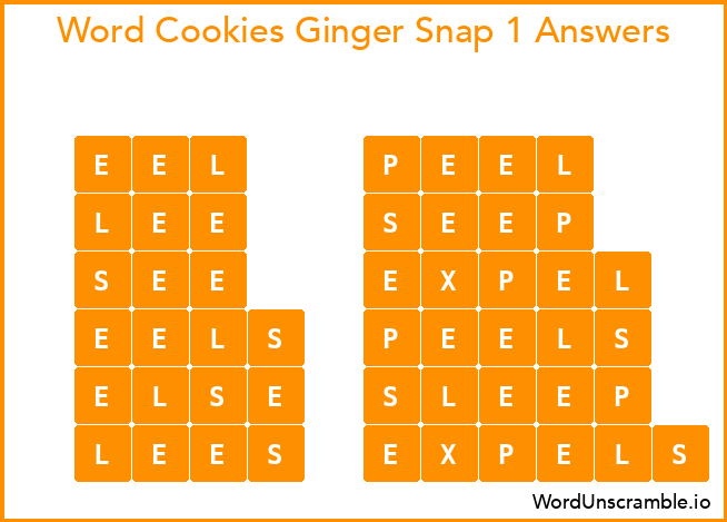 Word Cookies Ginger Snap 1 Answers