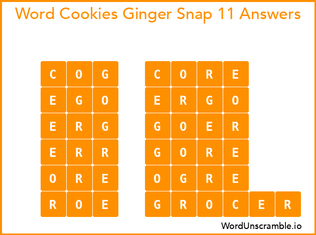Word Cookies Ginger Snap 11 Answers