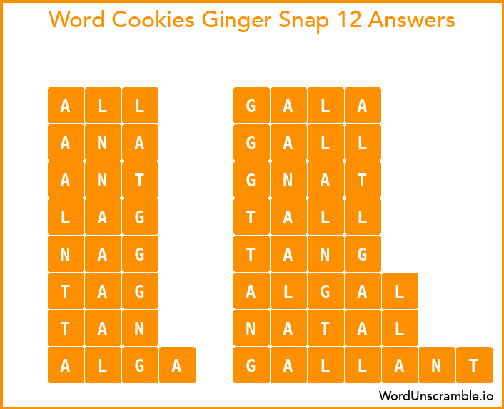 Word Cookies Ginger Snap 12 Answers