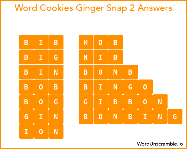 Word Cookies Ginger Snap 2 Answers