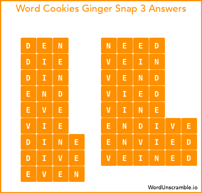 Word Cookies Ginger Snap 3 Answers