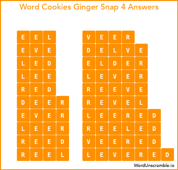 Word Cookies Ginger Snap 4 Answers