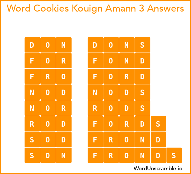 Word Cookies Kouign Amann 3 Answers