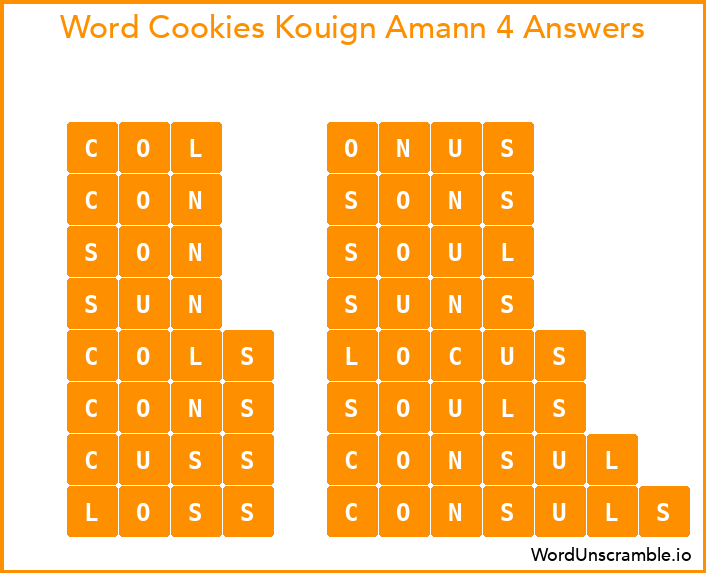 Word Cookies Kouign Amann 4 Answers