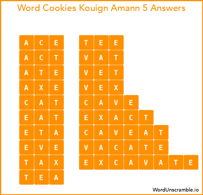 Word Cookies Kouign Amann 5 Answers