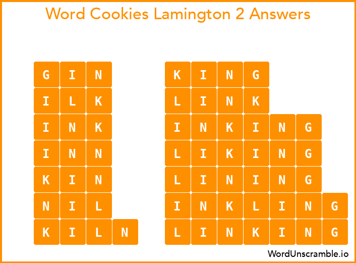 Word Cookies Lamington 2 Answers