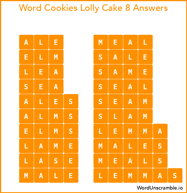 Word Cookies Lolly Cake 8 Answers
