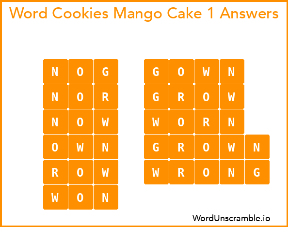 Word Cookies Mango Cake 1 Answers