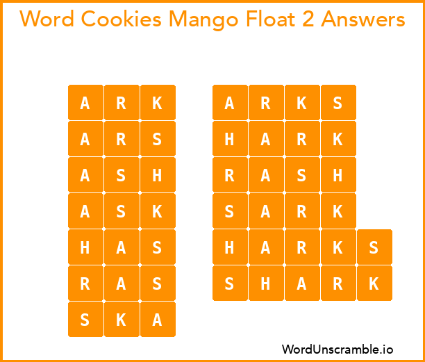 Word Cookies Mango Float 2 Answers