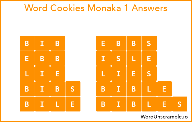 Word Cookies Monaka 1 Answers