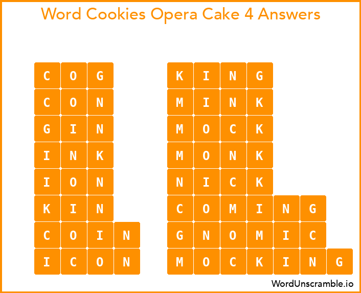 Word Cookies Opera Cake 4 Answers