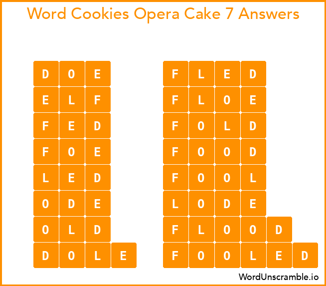 Word Cookies Opera Cake 7 Answers