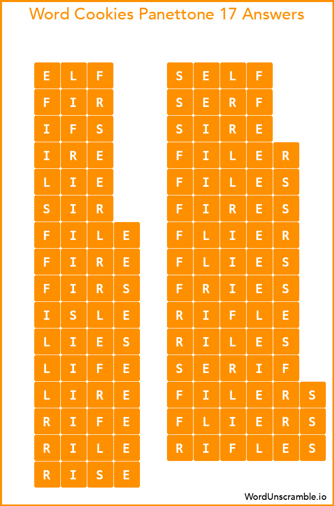 Word Cookies Panettone 17 Answers