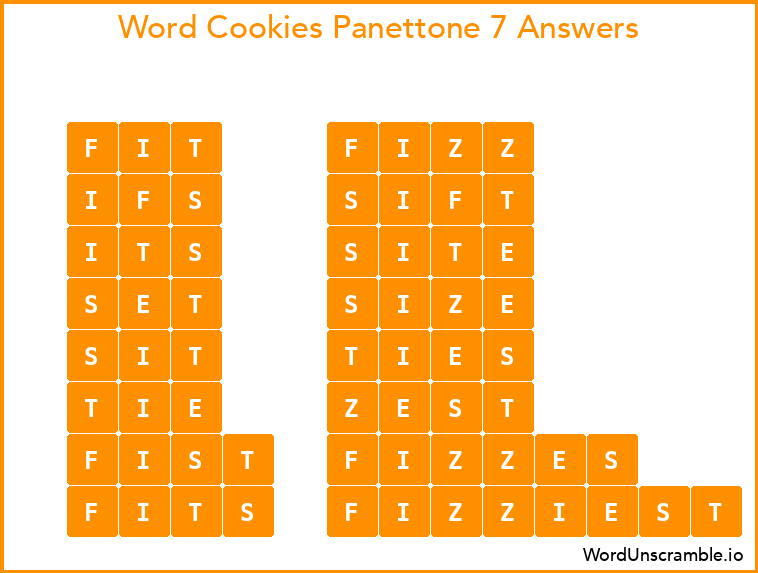 Word Cookies Panettone 7 Answers