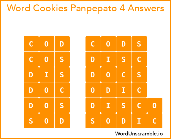 Word Cookies Panpepato 4 Answers