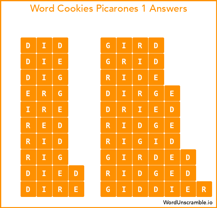 Word Cookies Picarones 1 Answers