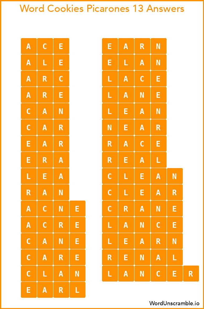 Word Cookies Picarones 13 Answers