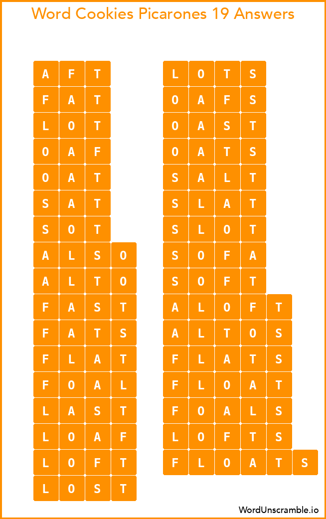 Word Cookies Picarones 19 Answers
