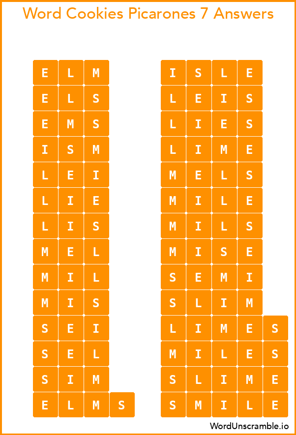 Word Cookies Picarones 7 Answers