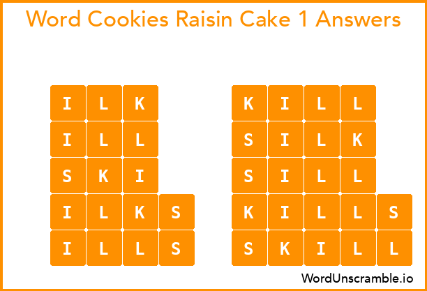 Word Cookies Raisin Cake 1 Answers