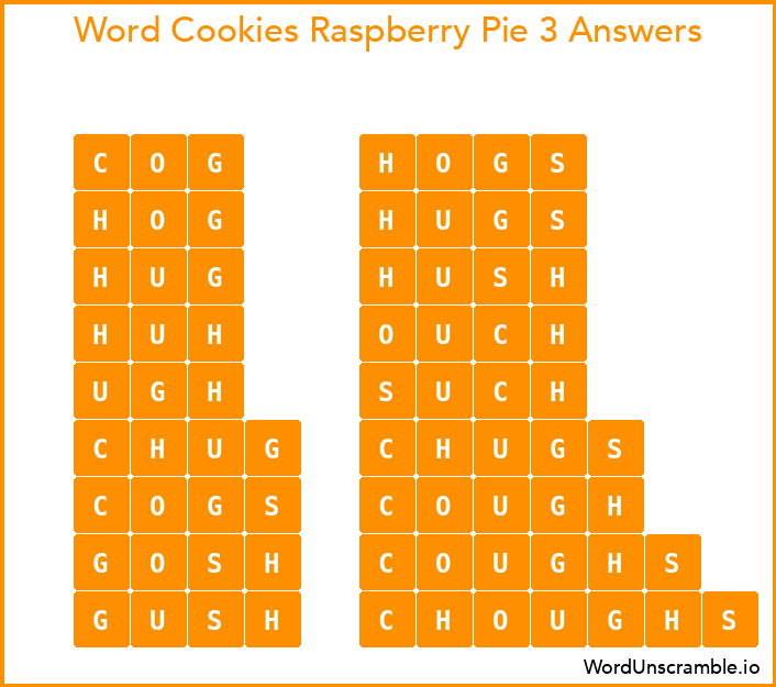 Word Cookies Raspberry Pie 3 Answers