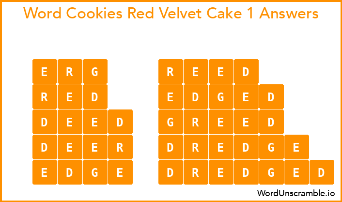 Word Cookies Red Velvet Cake 1 Answers