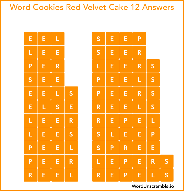 Word Cookies Red Velvet Cake 12 Answers